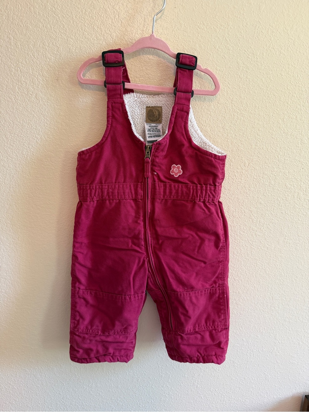 Berne Softstone Fuchsia Snow Bib Overalls with Sherpa Lining
